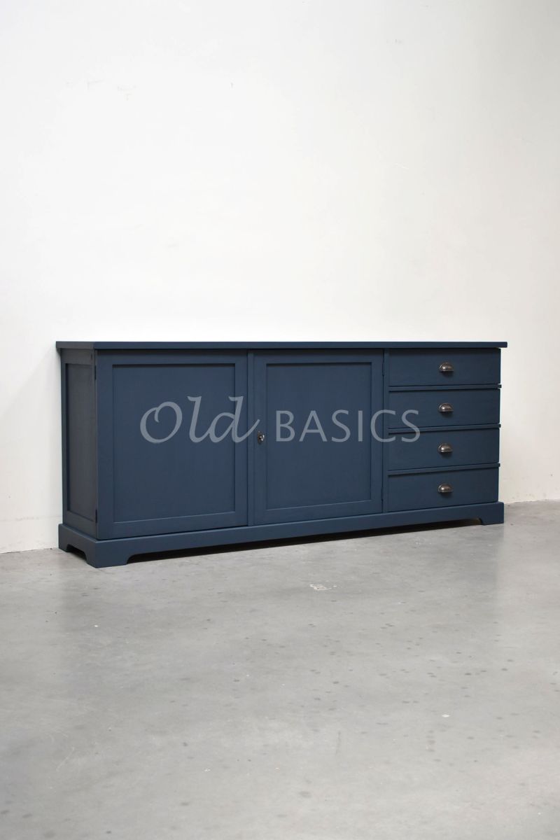 Dressoir Grenoble, 3 deuren, RAL5008, blauw, materiaal hout